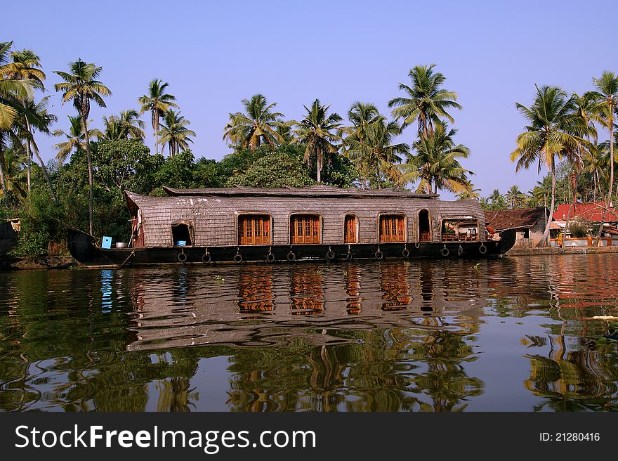 House Boat In The Kerala (India) Backwaters