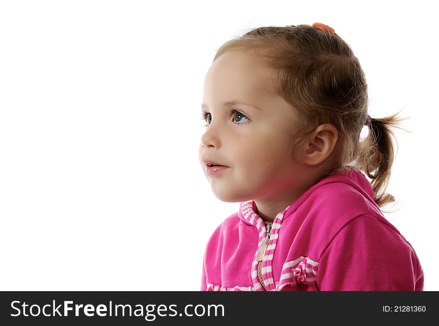Portrait of cute little girl, isolated on white. Portrait of cute little girl, isolated on white