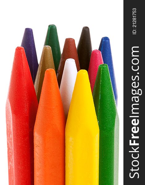 Bunch Of Colored Pencils Isolated On White