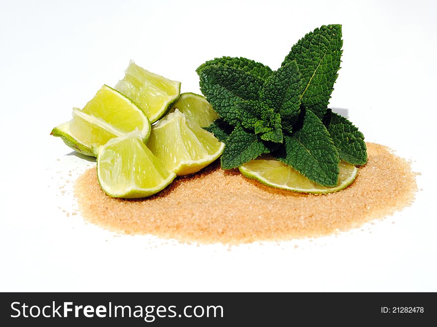 Lime, Mint, And Sugar For Making Mojto