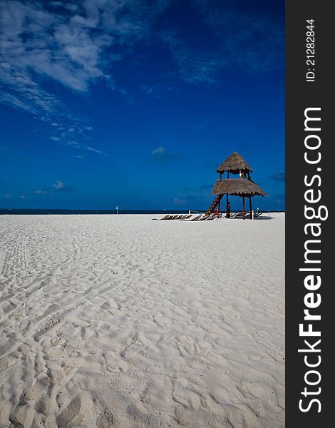 Lifeguarg hut on the caribbean beach, Mexico. Lifeguarg hut on the caribbean beach, Mexico