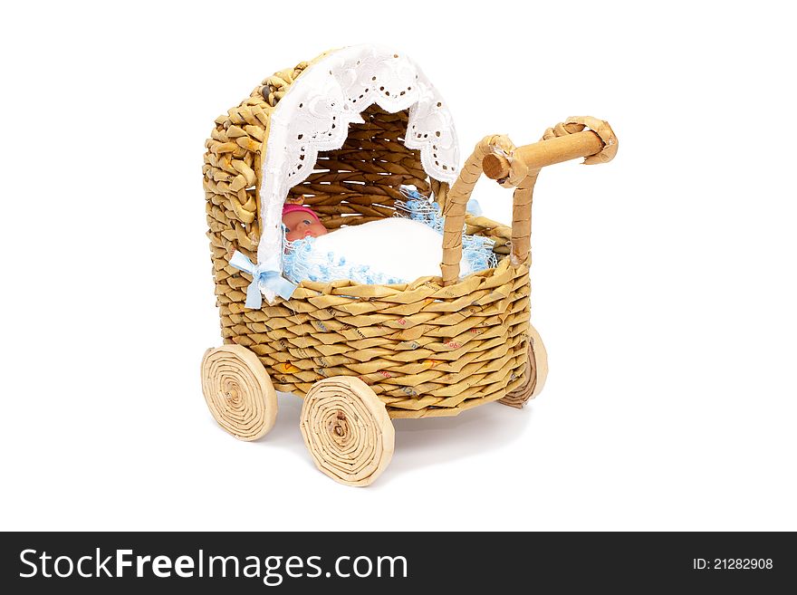 Paper doll stroller with isolated on white