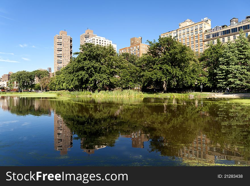 Harlem Meer In Central Park.