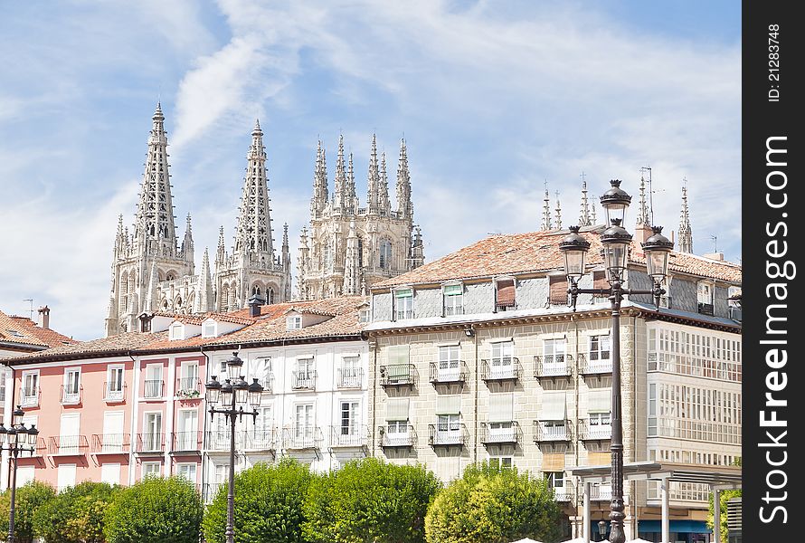 Square higher and Cathedral of burgos,spain