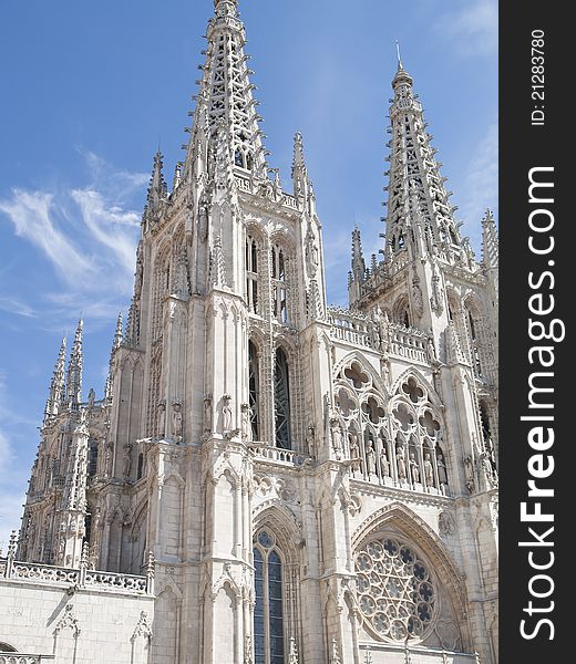 detail of the Gothic towers of the Cathedral of burgos, Spain. detail of the Gothic towers of the Cathedral of burgos, Spain