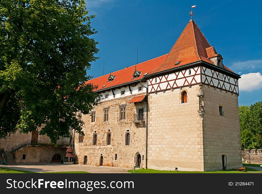 Castle in Budyne nad Ohri built in romantic style, Czech Republic.