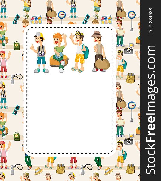 Cartoon travel people card,vector,illustration