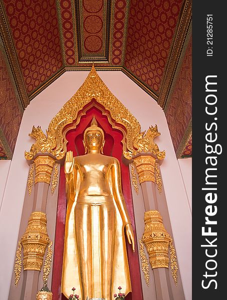 Golden buddha in thai temple,Thailand.