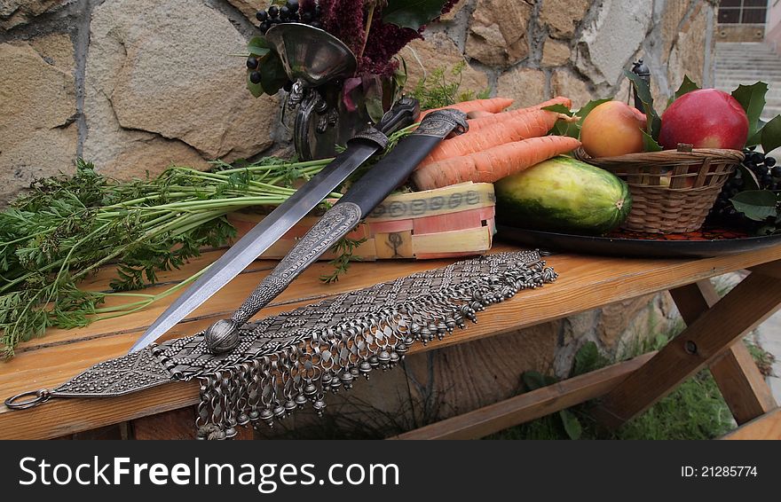 Abstract autumn leaves and vegetable composition