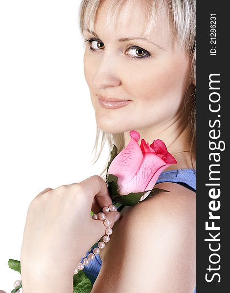 Portrait of beautiful young woman with rose. Portrait of beautiful young woman with rose