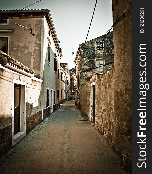Narrow mediterranean street in Dalmatia