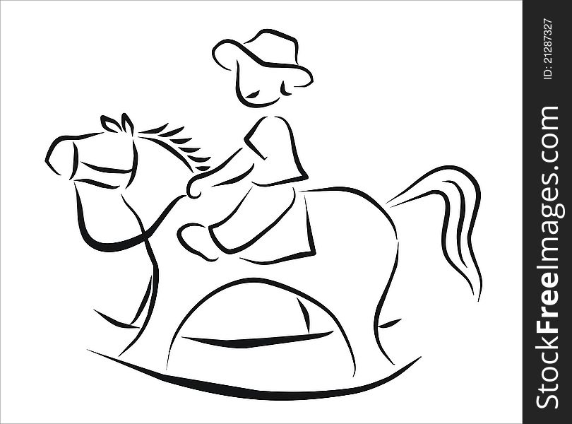 Boy playing on a rocking horse