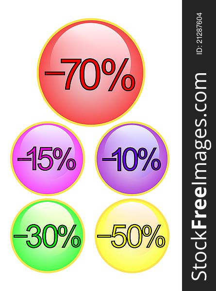 Set of discount color buttons. Set of discount color buttons.