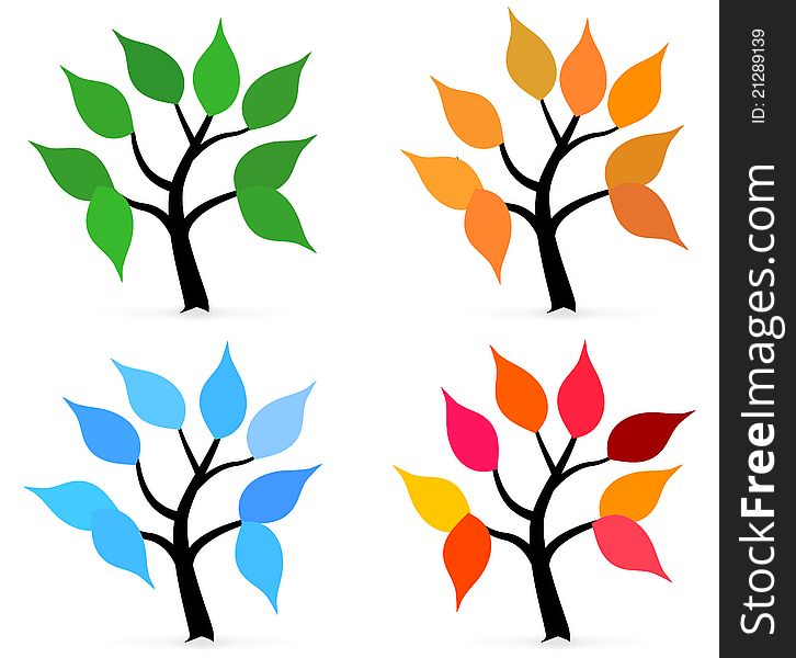 Illustration of season tree with leafs