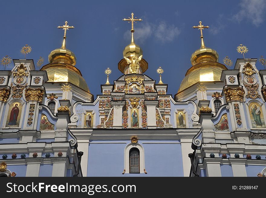 The golden domes of the St. Michael church in the Ukraine. The golden domes of the St. Michael church in the Ukraine.