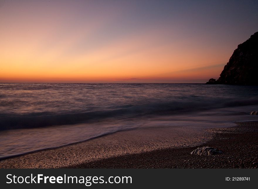 Sunset image taken on Kathizma beach in Lefkada island Greece. Sunset image taken on Kathizma beach in Lefkada island Greece