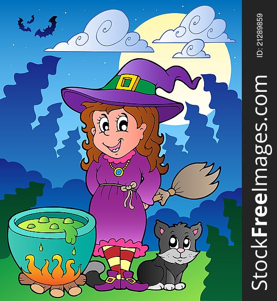 Halloween character scene 1 - vector illustration.