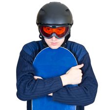 Portrait Of Boy In Sportswear With Snowboard Royalty Free Stock Photo Portrait Of Boy In Sportswear With Snowboard Royalty Free Stock Photo
