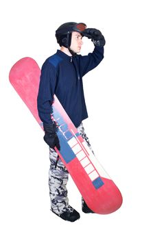 Portrait Of Boy In Sportswear With Snowboard Royalty Free Stock Images Portrait Of Boy In Sportswear With Snowboard Royalty Free Stock Images