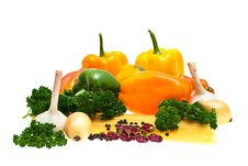Spaghetti, Onion, Garlic, Pepper Stock Photography Spaghetti, Onion, Garlic, Pepper Stock Photography