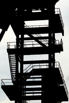 Derelict Coal Mining Tower. Silouette Stock Photos