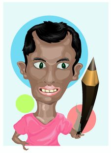 Illustrator Holding Pencil Royalty Free Stock Images