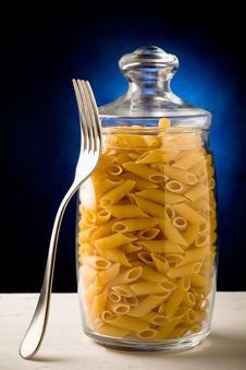 Glass Bowl With Pasta Stock Photography