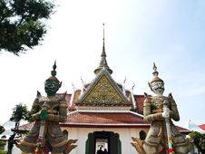 Double Giant Guard Statue At Wat Arun Bangkok Royalty Free Stock Photo