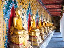 Row Of Seated Buddhas Statue,Wat Arun Royalty Free Stock Photography