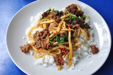 Rice Topped With Stir Fried Hot And Spicy Pork Wit Royalty Free Stock Photography Rice Topped With Stir Fried Hot And Spicy Pork Wit Royalty Free Stock Photography
