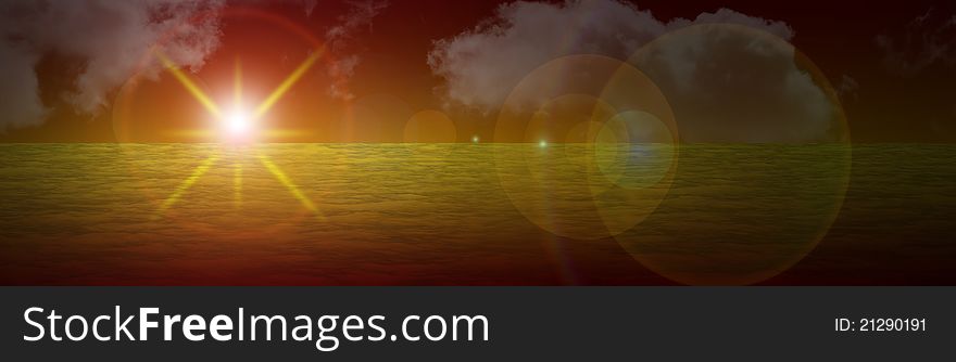 A banner for web with sunset