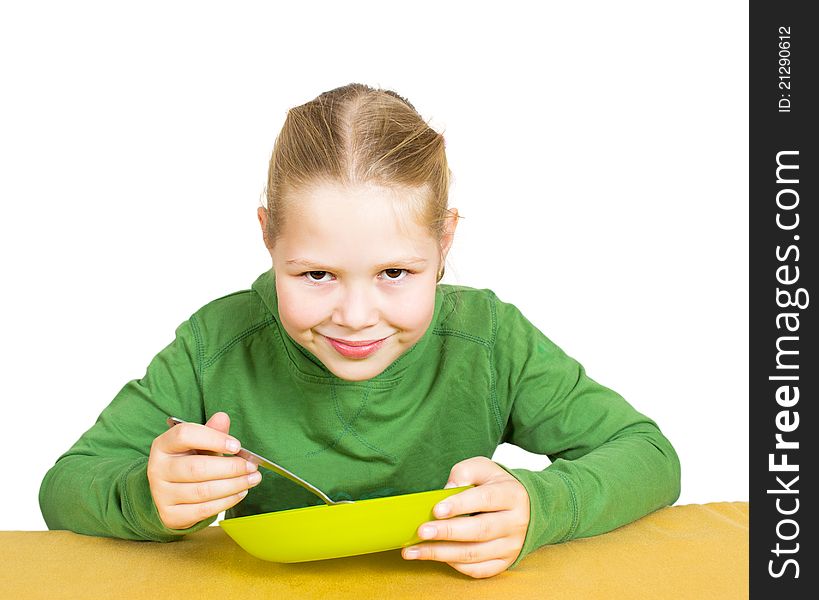 Girl Eats Isolated