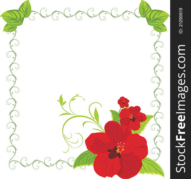 Red flowers in the decorative frame