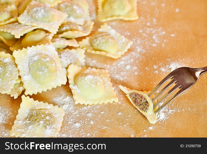 Ravioli are a traditional type of Italian filled pasta. Ravioli are a traditional type of Italian filled pasta.