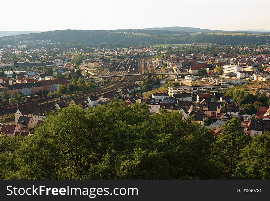 The Bavarian City Schwandorf, Foto was taken from the Tower of the Kreuzberg Church. The Bavarian City Schwandorf, Foto was taken from the Tower of the Kreuzberg Church