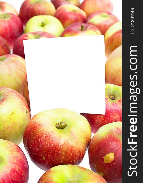 Apples background with white blank for text. Apples background with white blank for text