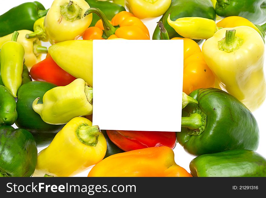 Raw and Fresh Vegetable Bell Pepper on white background with blank for text
