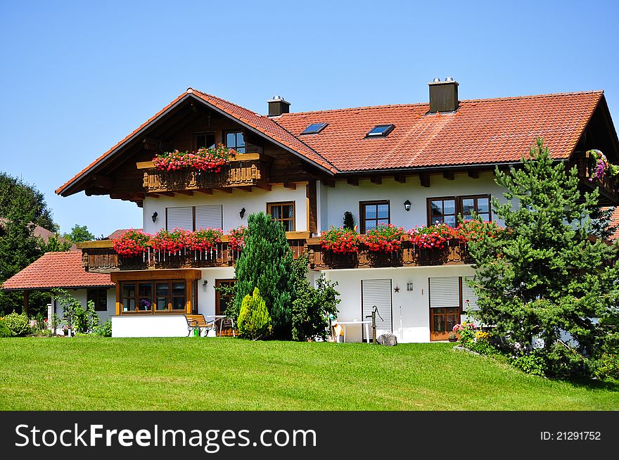 European cottage with a beautiful exterior design. European cottage with a beautiful exterior design