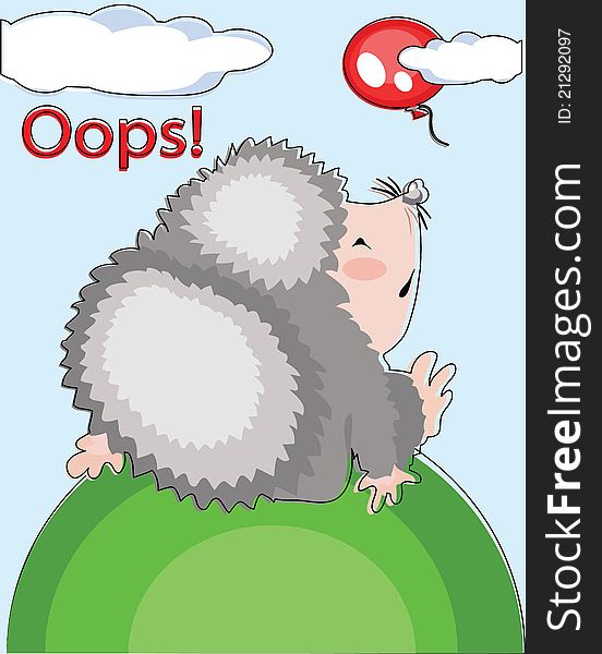 Hedgehog and flying balloon, Oops. Hedgehog and flying balloon, Oops.