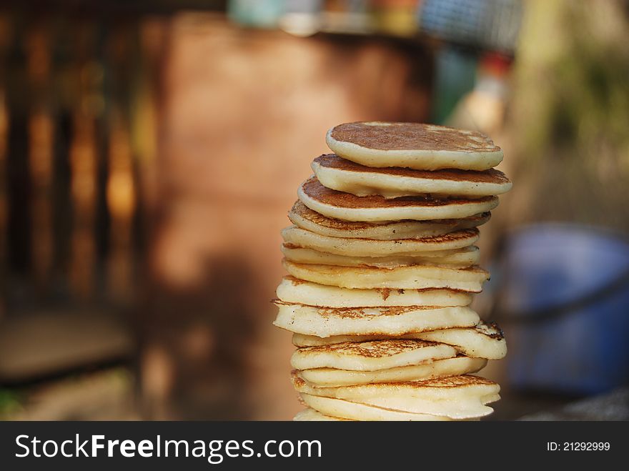Pile of thick pancakes