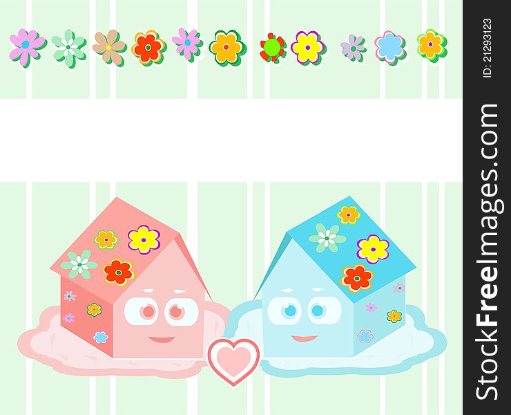 Toy small houses - friends, girl and boy Vector. Toy small houses - friends, girl and boy Vector