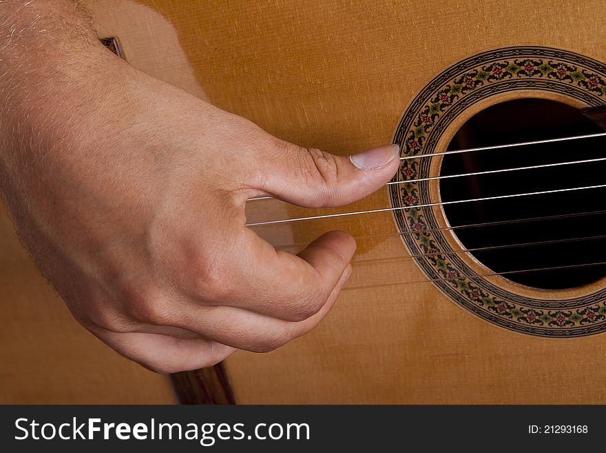 Really great shot capturing detail of a guitarist - shot in studio