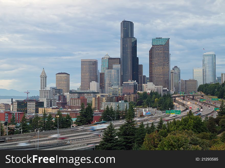 Seattle Downtown Skyline on a Cloudy Day