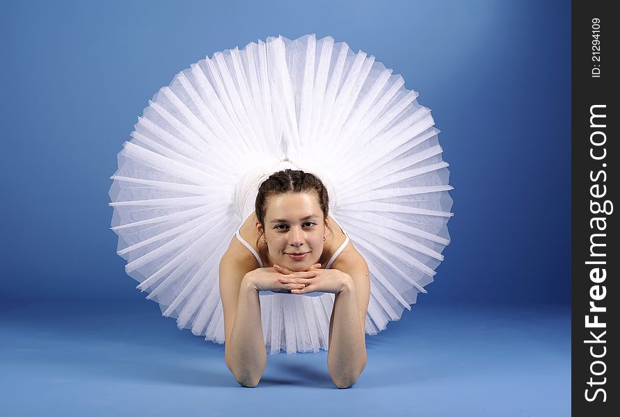 Ballet dancer lying in white tutu. Ballet dancer lying in white tutu
