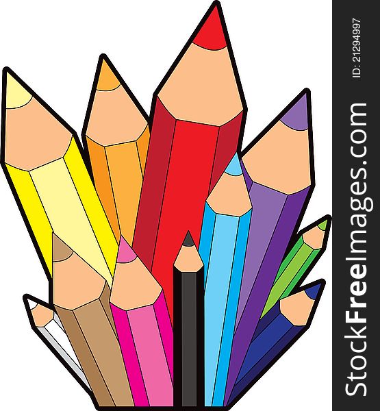 Isolated pencil cluster illustration. Black outlines on separate layers. Isolated pencil cluster illustration. Black outlines on separate layers.