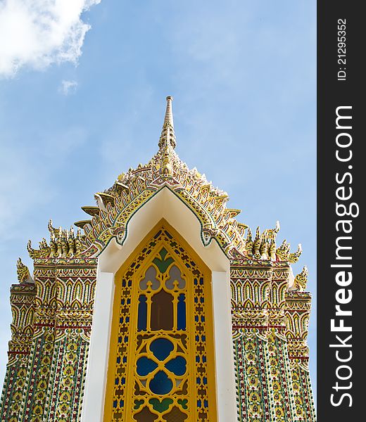 Pagoda at Wat Ratchabophit is a Buddhist temple located in Bangkok , Thailand . The temple was built during the reign of King Chulalongkorn (King Rama V). Pagoda at Wat Ratchabophit is a Buddhist temple located in Bangkok , Thailand . The temple was built during the reign of King Chulalongkorn (King Rama V).