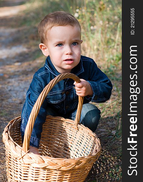 Cute Boy And Basket