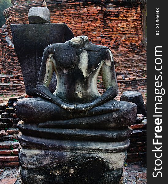 Broken buddha image of Ayutthaya,Thailand
