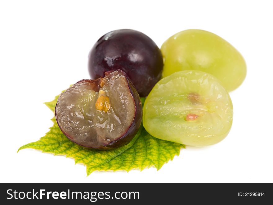 Grapes on a white background