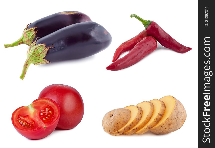 Set vegetables on white background shadow below. Set vegetables on white background shadow below.